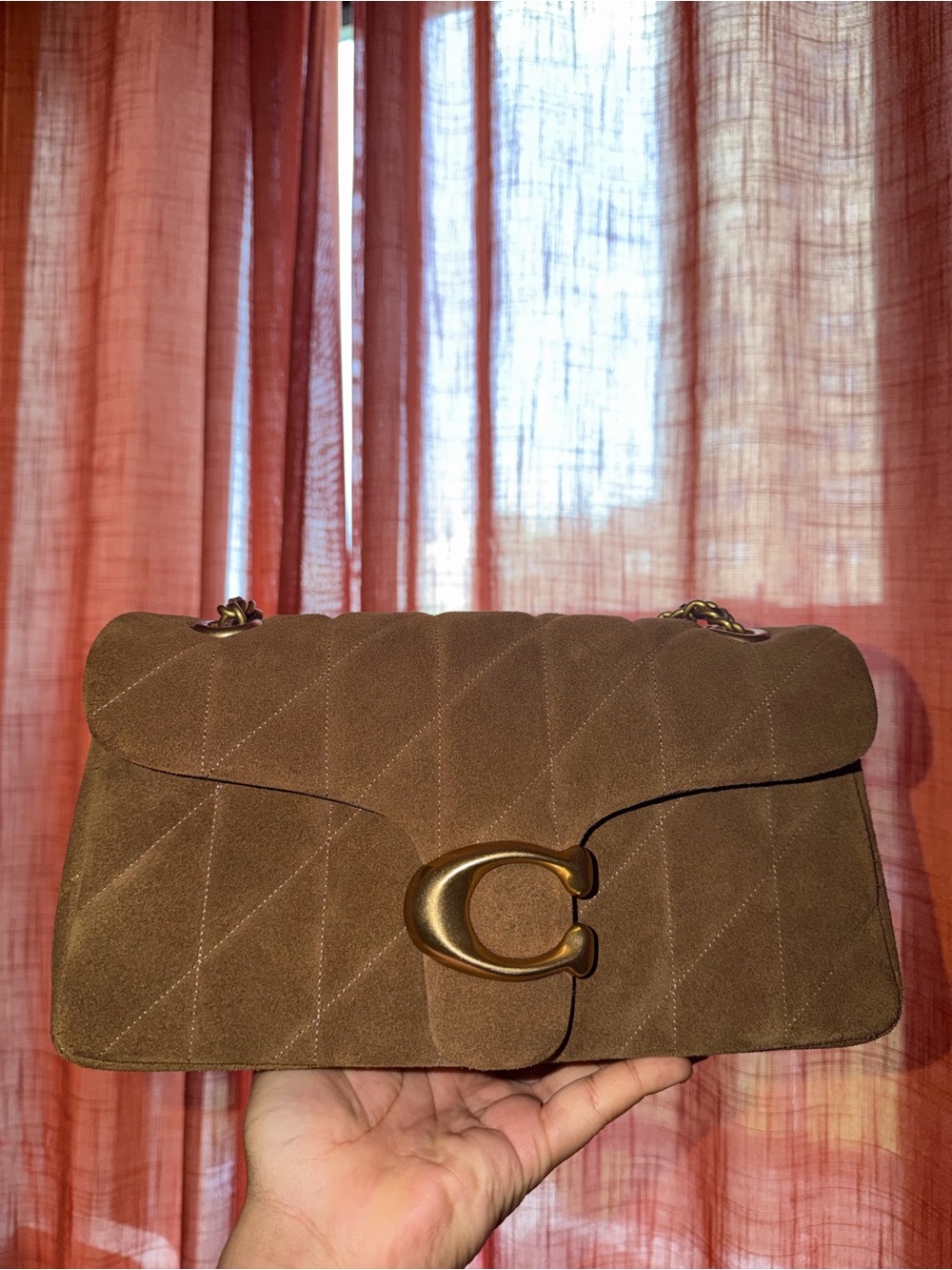COACH Quilted Tabby Shoulder Bag 26 in Cedar Suede